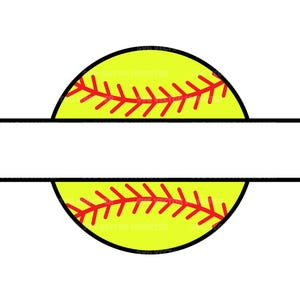 Softboll namnmonogram Svg, softbollmamma Svg, delad namnram Svg, softboll Svg. Vektorklippsfil för Cricut, Silhuett, Pdf Png Dxf.