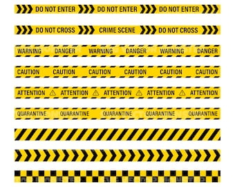 Police Yellow Tape Svg, Caution, Warning, Attention, Danger, Crime Scene. Vector Cut file for Cricut, Pdf Png Eps Dxf, Decal, Sticker.