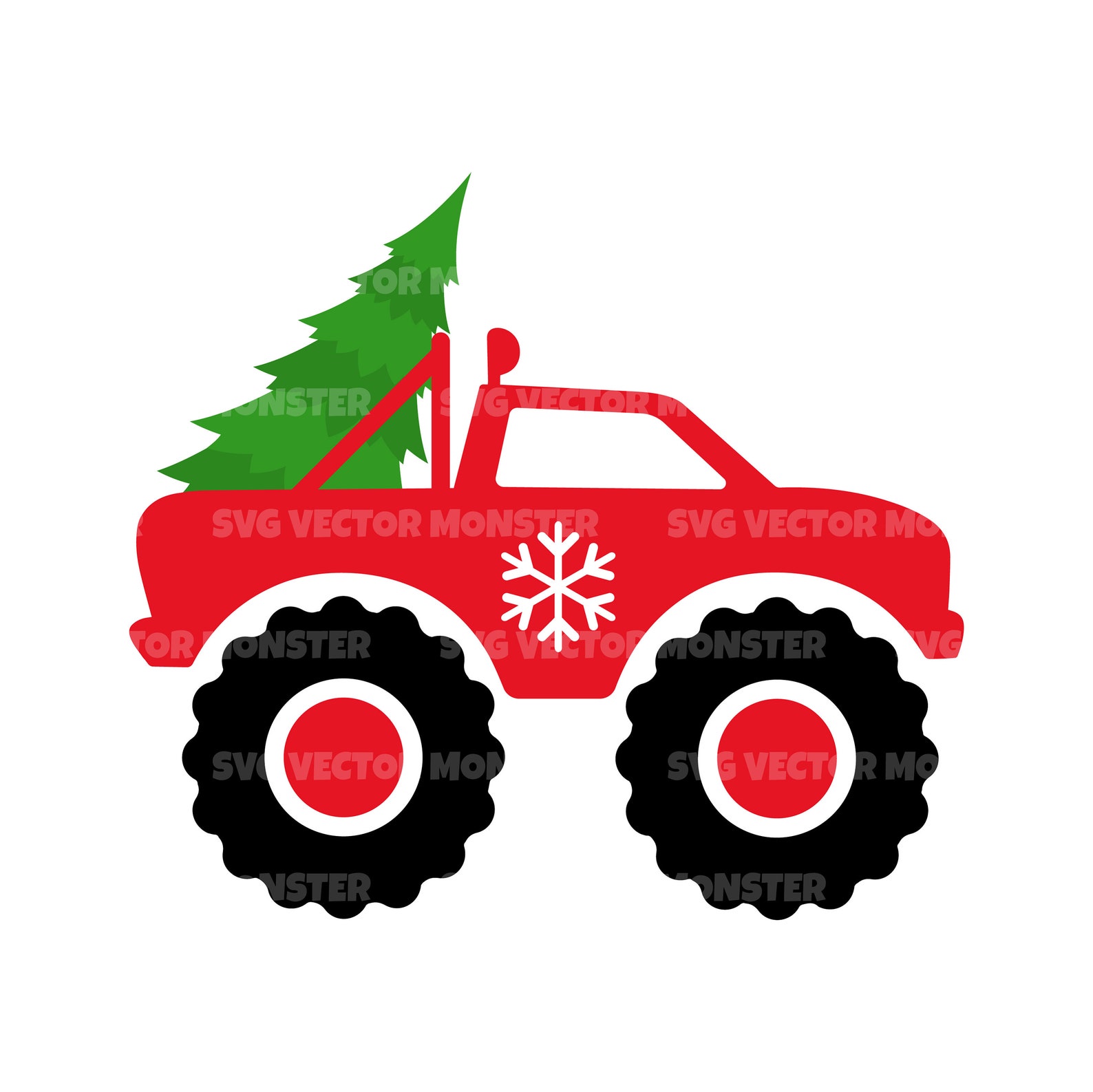 Red Christmas Monster Truck Svg. Vector Cut File for Cricut Etsy