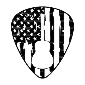 Guitar Pick Svg, Svg de drapeau américain en détresse, drapeau des États-Unis, groupe de musique. Fichier vectoriel coupe Cricut, Silhouette, Pdf Png Dxf, décalque, autocollant, vinyle.