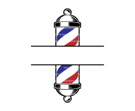 Barber Pole Split Monogram Svg Barber Pole Name Frame Barber | Etsy