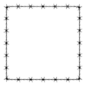 Cadre carré en fil de fer barbelé SVG, couronne de fil de fer barbelé SVG, clôture SVG. Fichier de coupe vectorielle pour Cricut, Silhouette, Pdf Png Eps Dxf, Décalcomanie, Autocollant, Épingle.