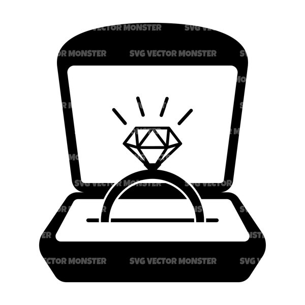 Wedding Ring Box Svg, Engagement Ring Box, Marriage Proposal Diamond Ring. Vector Cut file Cricut, Silhouette, Pdf Png Eps Dxf, Sticker.