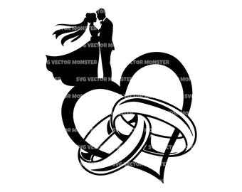 Wedding Rings Heart Svg Pdf Png Dxf. (Digital Download)