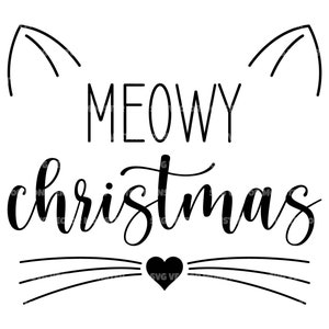 Meowy Kerstmis Svg, Meowy Catmas Svg, Kat Kerstmis Svg. Vector gesneden bestand Cricut, silhouet, Pdf Png Eps Dxf, sticker, Sticker, Vinyl, Pin