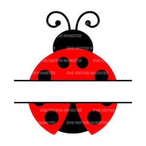Monogramma coccinella Svg, cornice nome diviso Svg, coccinella Png. Taglia file Cricut, Silhouette, Pdf Png Eps Dxf, Decalcomania, Adesivo, Stencil, Vinile, Pin