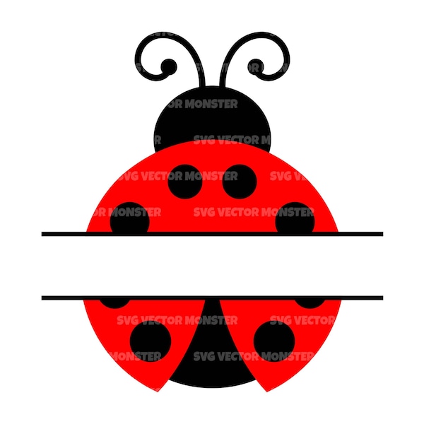Ladybug Monogram Svg, Split Name Frame Svg, Ladybug Png. Cut file Cricut, Silhouette, Pdf Png Eps Dxf, Decal, Sticker, Stencil, Vinyl, Pin