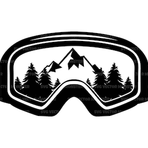 Lunettes de ski Svg, Svg de ski de montagne, Svg de chemise de ski, Svg de snowboard. Fichier de coupe vectorielle Cricut, Silhouette, Pdf Png Dxf, décalcomanie, autocollant.