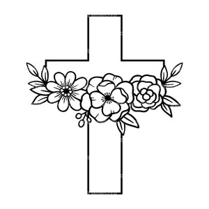 Floral Christian Cross svg, Blumen Kreuz svg, Jesus Christus, Glaube über Angst, Gläubige. Vektor Cut Datei Cricut, Silhouette, Pdf Png Dxf.