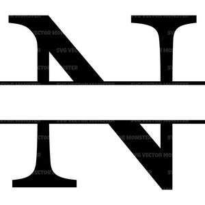以下が含まれることがあります： 黒と白の分割されたモノグラム文字N。文字は水平に分割されており、文字の上半分は線の上に、文字の下半分は線の下にあります。