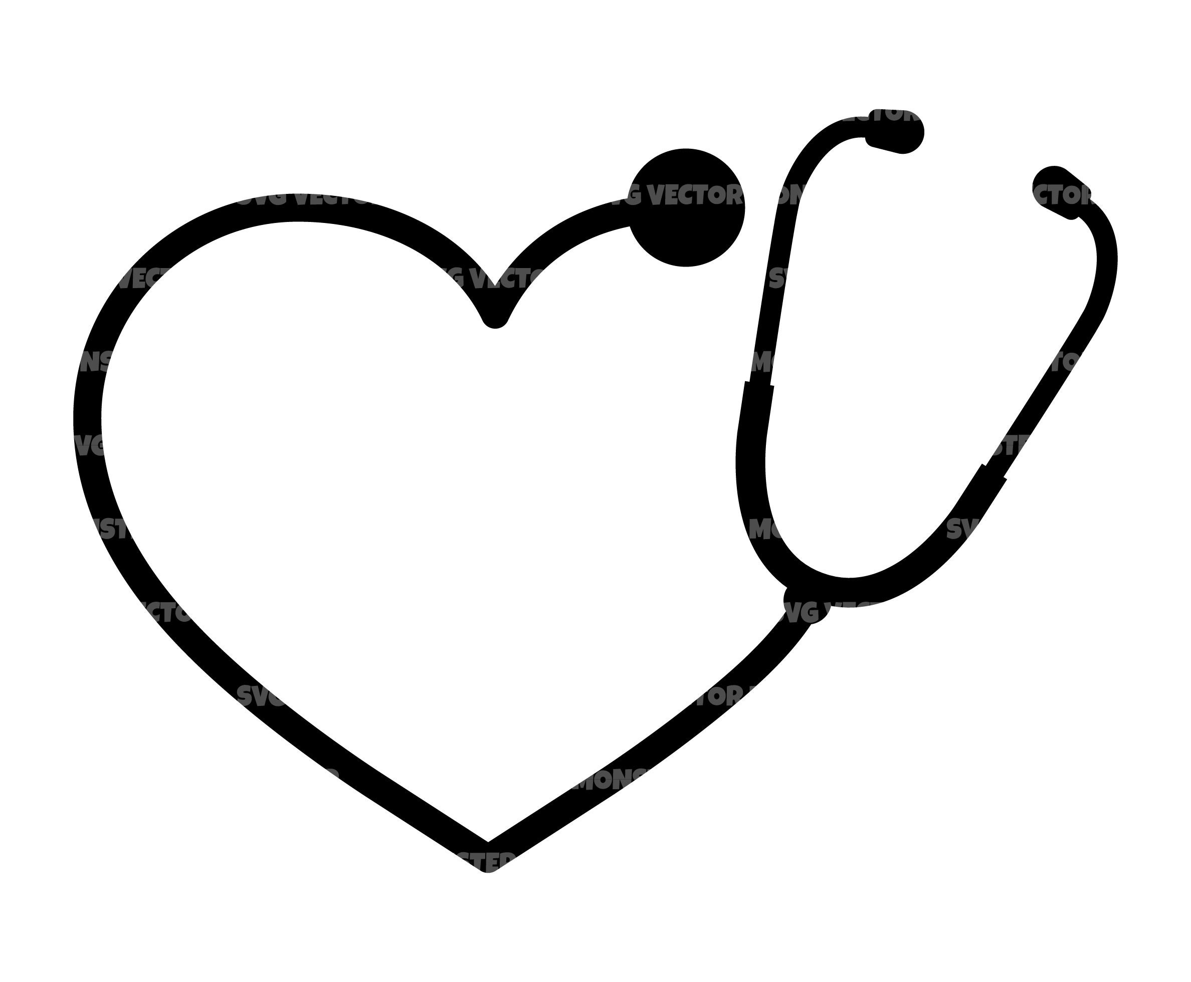 Heart Stethoscope Svg Nurse Life Svg. Vector Cut file for | Etsy