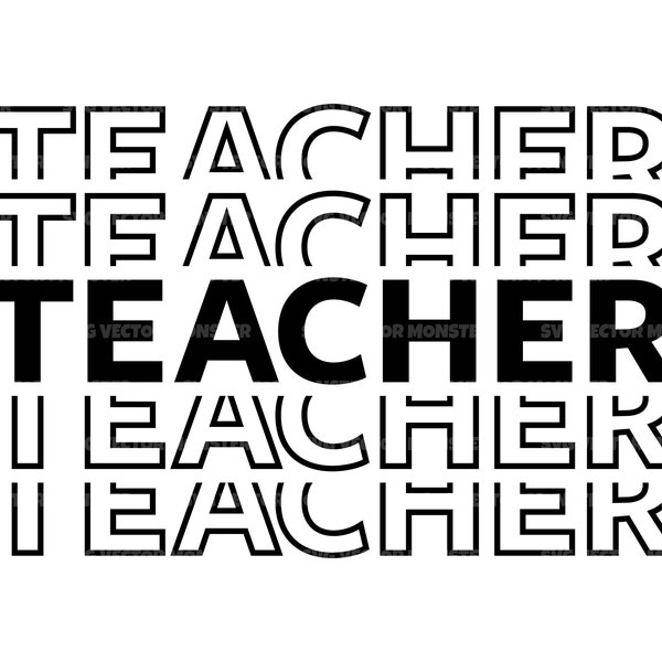 Stacked Teacher Svg, Teacher Life Svg, Teacher T-Shirt, Teacher Sweatshirt Design. Vector Cut file Cricut, Silhouette, Pdf Png Eps Dxf.