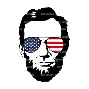 Abraham Lincoln Svg, occhiali da sole con bandiera americana Svg, 4 luglio Svg. File di taglio vettoriale Cricut, Silhouette, Pdf Png Eps Dxf, Decalcomania, Adesivo, Pin