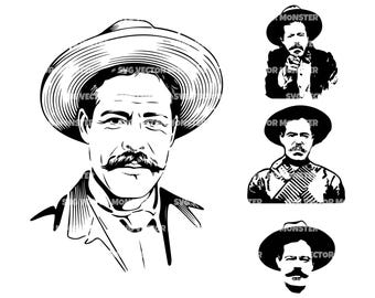 Pancho Villa Svg Png: Mexican General Clipart. Vector Cut file Cricut, (Digital Download)