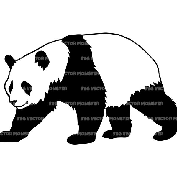Panda Svg, Pochoir Panda, Silhouette Panda. Fichier de coupe vectorielle pour Cricut, Pdf Png Eps Dxf, Décalcomanie, Autocollant, Vinyle, Épingle