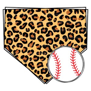 Leopard Baseball Home Plate Svg, Scribble Baseball Svg, Camiseta de mamá de béisbol. Archivo de corte vectorial Cricut, Silueta, Pdf Png Dxf.