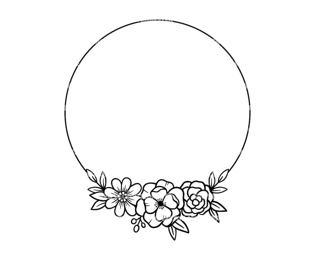 Flower Circle Svg, Floral Wreath Svg, Circle Frame Svg, Circle Border
