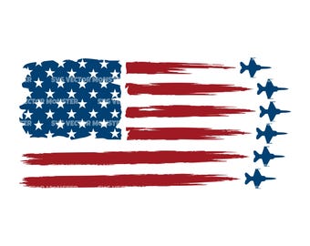 Fighter Jet American Flag Svg Png Dxf, America Flag Svg, USA Flag. Vector Cut file Cricut, Silhouette.