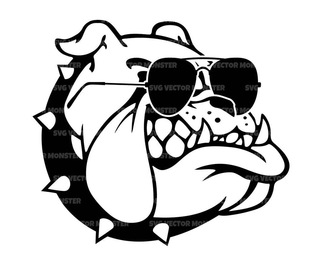 Bulldog Svg With Sunglasses, Bull Dog Svg, Black Bulldog With Glasses