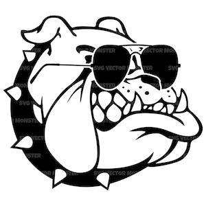 Bulldog Svg com óculos de sol, Bull dog Svg, Black Bulldog com óculos. Arquivo de corte vetorial Cricut, Silhueta, Pdf Png Eps Dxf, Decalque, Adesivo.