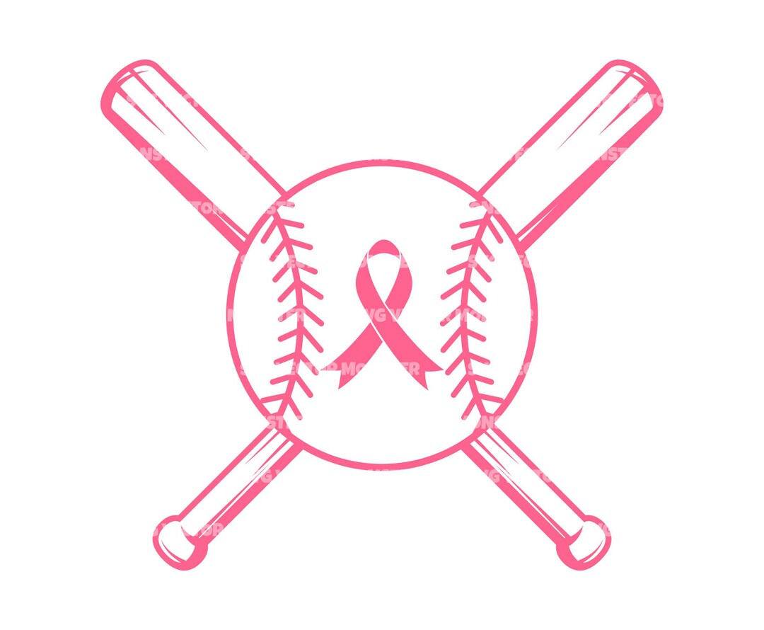 Pink Ribbon Baseball Svg, Breast Cancer Awareness, Cricut Silhouette ...