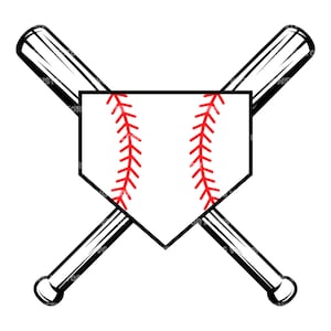 Baseball Home Plate Svg, Crossed Bats Svg, Home Run, Softball, Diamond Field. Wektorowy plik do cięcia Cricut, sylwetka, Pdf Png Eps Dxf.