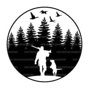 Chasse au canard Svg, Chasse au canard Png, Hunter Svg, Saison de chasse, Chien de chasse, Chasse aux oiseaux. Fichier de coupe vectorielle pour Cricut, Silhouette.