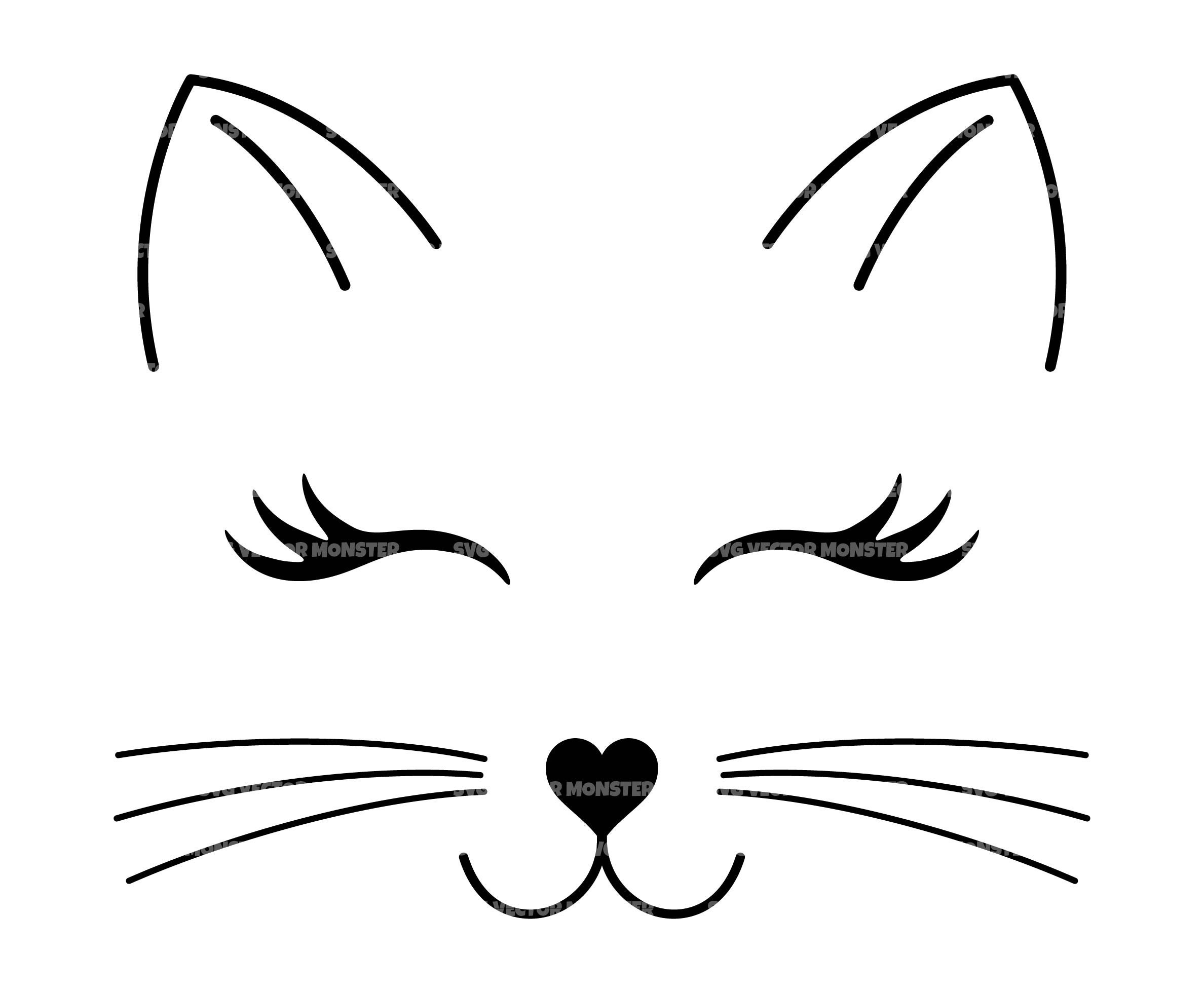 Cartoon Cat Face - Etsy Cartoon Cat Face - Etsy