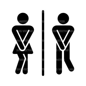 Toilet teken Svg, badkamer teken Svg, Vector Cut bestand voor Cricut, silhouet, Pdf Png Eps Dxf, sticker, sticker, vinyl, pin
