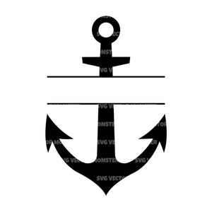 Op de afbeelding: Zwarte ankersilhouet met een horizontale lijn boven en onder de anker. Het anker is een nautisch symbool en kan voor verschillende doeleinden worden gebruikt, zoals huisdecoratie, scrapbooking of knutselen.