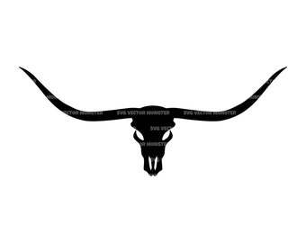 Longhorn Skull Svg. Vector Cut file for Cricut, Silhouette, Pdf Png Eps Dxf, Decal, Stencil, Sticker, Vinyl, Pin