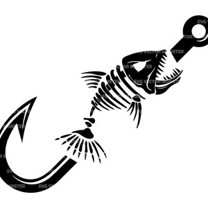 Skelett Fisch SVG, Fisch Haken SVG, Bass Fisch Logo svg. Vektor Cut Datei für Cricut, Silhouette, Pdf Png Eps Dxf, Aufkleber, Aufkleber, Vinyl, Pin.
