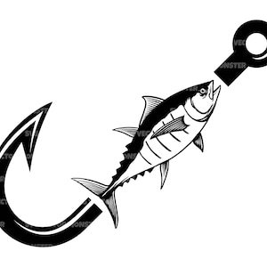 Tuna Fish Svg, Fish Hook Svg, Bass Fish Svg, Fisherman Svg. Vector Cut ...