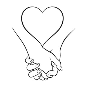 Main dans la main, SVG, couple mains, SVG coeur, mariage, Saint-Valentin, mariage. Fichier de coupe vectorielle Cricut, Silhouette, Pdf Png Dxf, sticker.