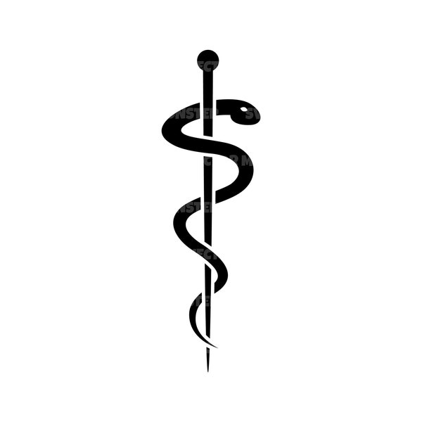 Rod of Asclepius Svg, Medical Symbol. Vector Cut file for Cricut, Silhouette, Pdf Png Eps Dxf, Decal, Sticker, Vinyl, Pin