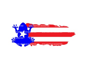 Puerto Rico Flag Map Coqui Frog Svg Png. Vector Cut file Cricut, Silhouette, Pdf Png Dxf.