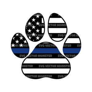 Police Dog Svg, Thin Blue Line Flag Svg. Cut file for Cricut, Silhouette, Pdf Png Eps Dxf, Stencil, Decal, Vinyl, Vector, Sticker