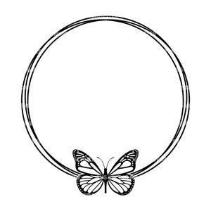 Couronne de papillon SVG, bordure de papillon SVG, cadre de cercle de gribouillage SVG. Fichier de coupe vectorielle Cricut, Silhouette, Pdf Png Eps Dxf, Autocollant.