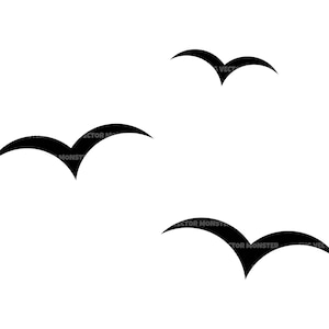 Gabbiano volante Svg, Uccello Svg. File di taglio vettoriale per Cricut, Silhouette, Pdf Png Eps Dxf, Decalcomania, Adesivo, Stencil, Vinile, Pin.