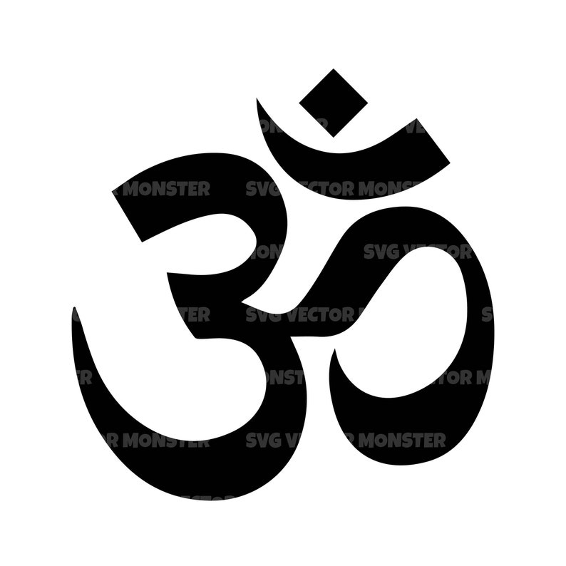 K&ouml;nnte beinhalten: Eine Schwarzwei&szlig;illustration des Om-Symbols, ein heiliger Klang und Mantra im Hinduismus und Buddhismus.