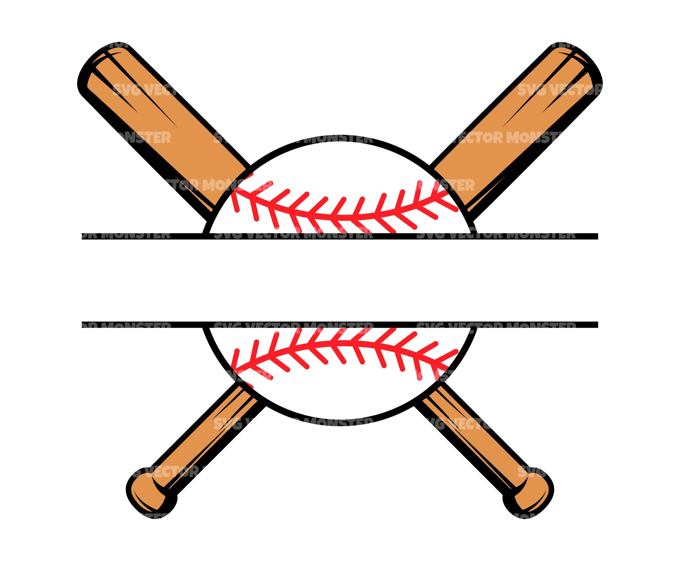Baseball Split Name Monogram Svg,, Crossed Baseball Bats Svg, Baseball Mom Svg, Baseball Shirt. Archivo de corte vectorial Cricut, Pdf Png Eps Dxf.