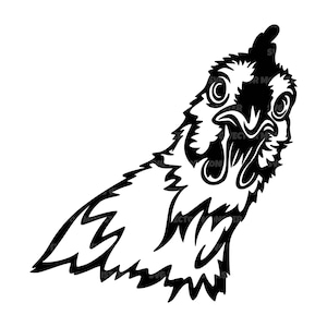 Pollo divertido Svg, Pollo que mira fijamente Svg, Clipart de pollo. Archivo de corte vectorial Cricut, silueta, Pdf Png Dxf.