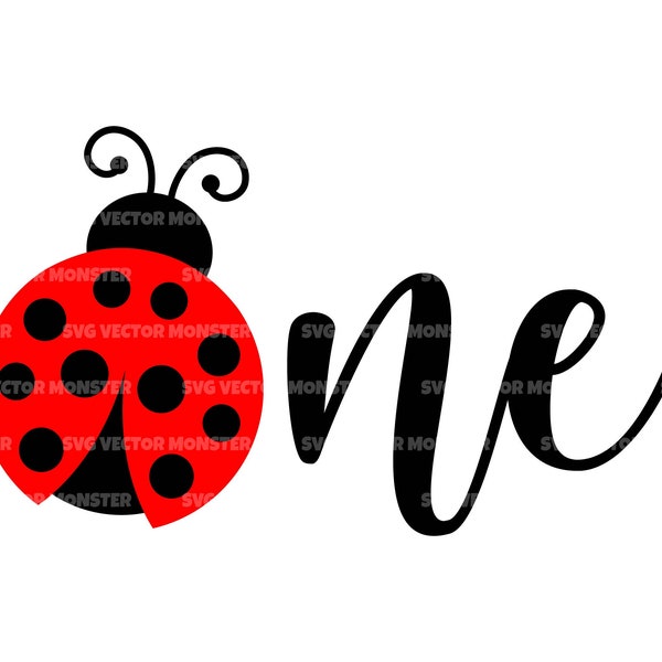 Ladybug Svg, One Svg, 1st Birthday Svg, First Birthday Svg, Baby Onesie Svg. Vector Cut file Cricut, Silhouette, Pdf Png Eps Dxf, Sticker.