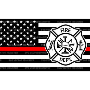 Thin Red Line Flag Svg, Fire Department Svg, Firefighter Svg, Fireman Svg. Cut file Cricut, Silhouette, Pdf Png Dxf, Vector, Sticker.