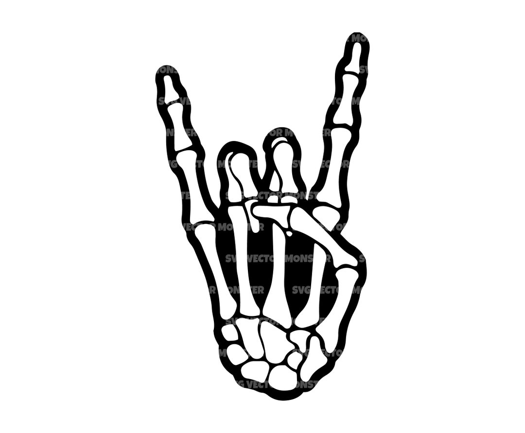 Skeleton Devil Rock Horns Svg, Rock and Roll Svg. Vector Cut File for