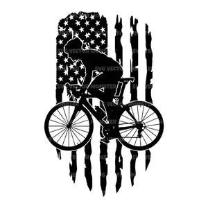 Amerikaanse wegfietser Svg, Amerikaanse vlag Svg, racefiets, racefietser, racefietser. Vector gesneden bestand Cricut, silhouet, Pdf Png Dxf.