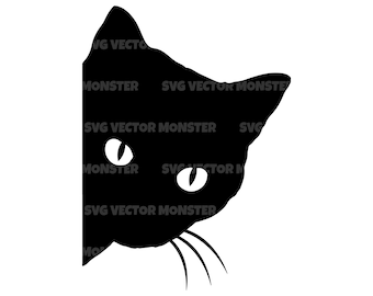 Peeking Cat Svg, Black Cat Svg. Vector Cut file for Cricut, Silhouette, Pdf Png Eps Dxf, Decal, Sticker, Vinyl, Pin
