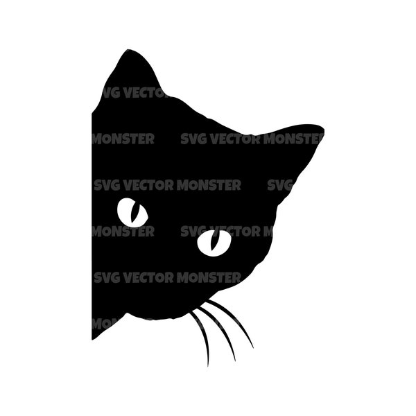 Peeking Cat Svg, Black Cat Svg. Vector Cut file for Cricut, Silhouette, Pdf Png Eps Dxf, Decal, Sticker, Vinyl, Pin