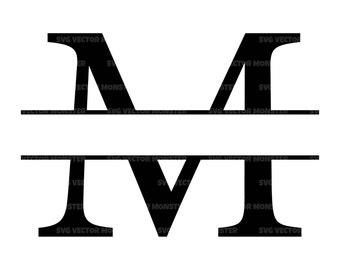 Uppercase M Letter Split Monogram Svg, Alphabet Split Name Frame, Split Font Monogram. Vector Cut file Cricut, Silhouette, Pdf Png Eps Dxf.