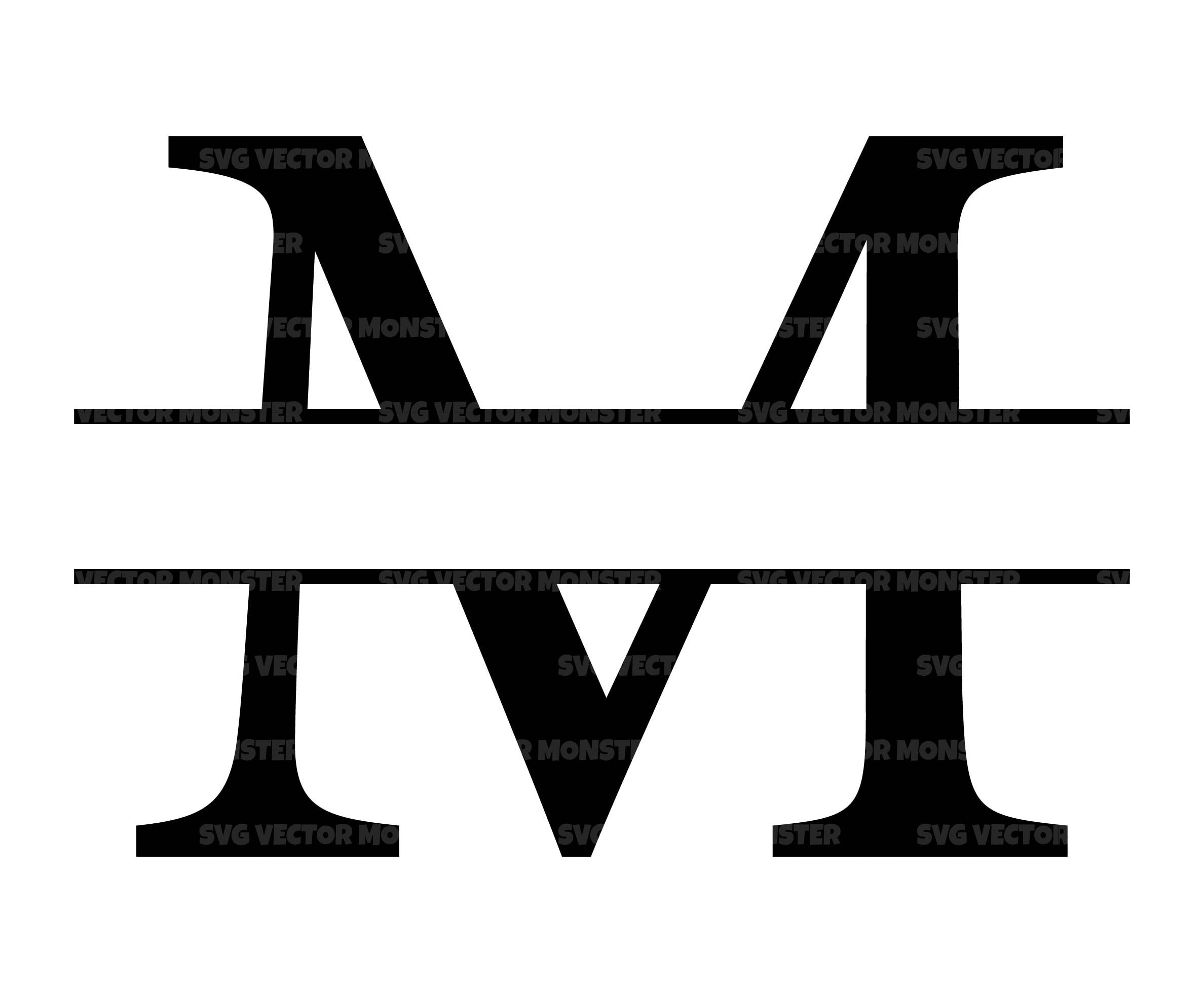 Letter M. Split monogram letter M. Floral alphabet SVG, DXF By LusiKo  Design